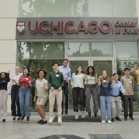 India Summer Fellows 2025 pose outside the UChicago Center in Delhi